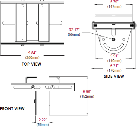 Technical drawing for 
Peerless MOD-CPI I-Beam Ceiling Plate for Projector Mounts