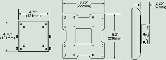 Dimensional Diagram for Peerless PT632 Paramount Tilt Wall Mount PT-632