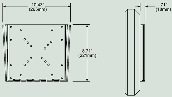 Dimensional Diagram for Peerless PF632 Paramount Flat Wall Mount PF 632