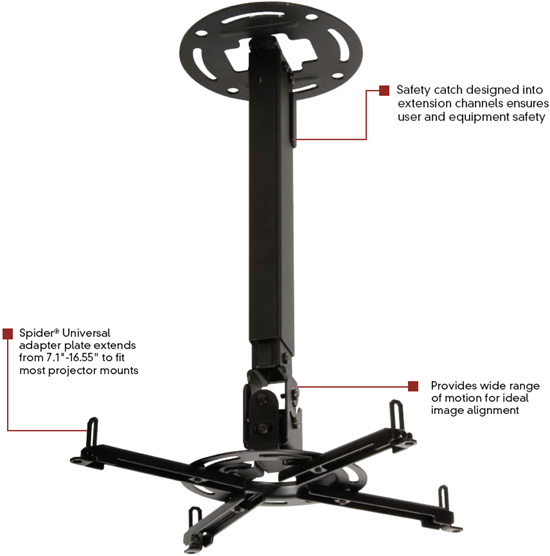Peerless PPB Paramount Adjustable Projector Ceiling or Wall Mount