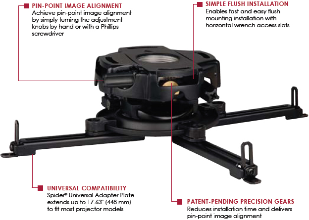 Peerless PRG-UNV PRG Precision Gear Projector Ceiling Mount for Multimedia Projectors