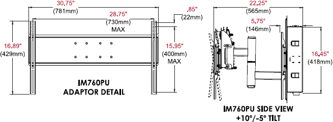 Peerless Im760pu In Wall Mount For 32 71 Displays