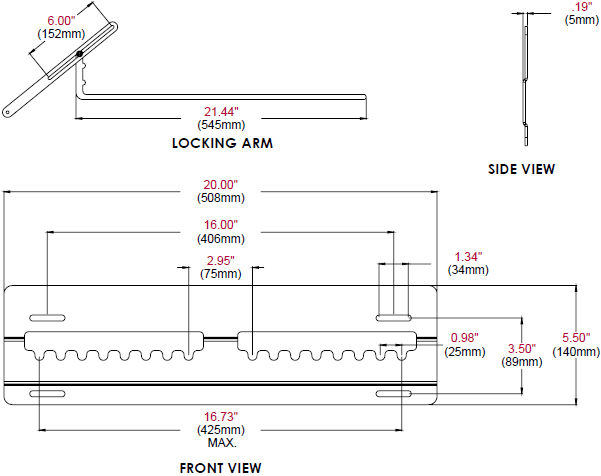 Technical drawing for 
Peerless SUF641 Universal Ultra Slim Flat Wall Mount, 24