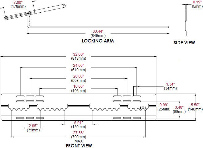 Technical drawing for 
Peerless SUF651 Universal Ultra Slim Flat Wall Mount, 37