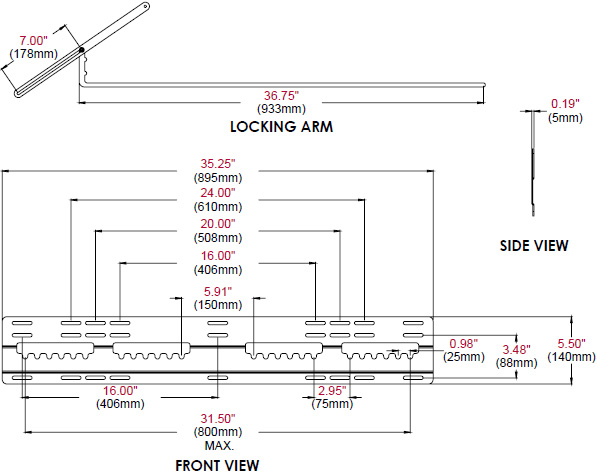 Technical drawing for 
Peerless SUF661 Universal Ultra Slim Flat Wall Mount, 40