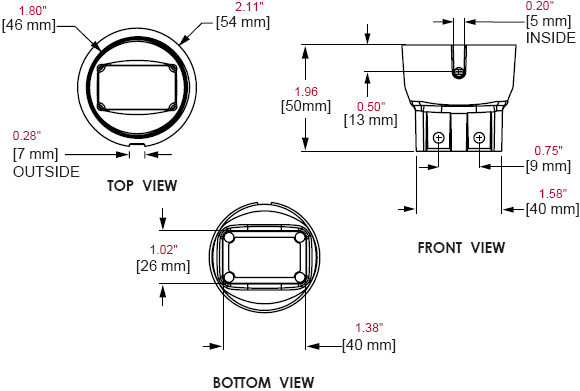 Drawing for Peerless ACC575 or ACC575-S Threaded Connector Accessory