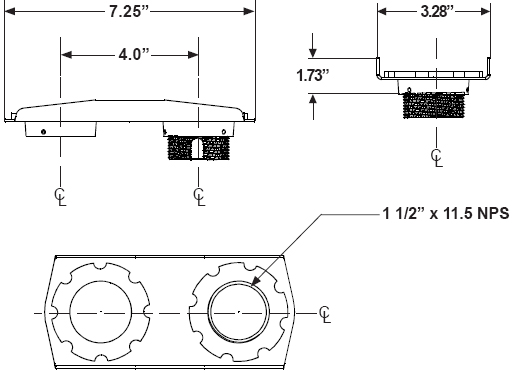 Technical drawing for Peerless ACC830 Side to Side Adjuster Adapter for Projector Mount