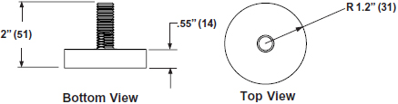 Technical drawing for
Peerless ACC310 Leveler Feet for Stationary Cart Placement