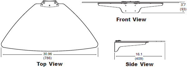 Technical Drawing for Peerless ACC318 Tinted Glass Shelf