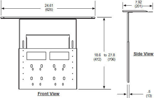 Technical Drawing for Peerless ACC319 Video Conferencing Shelf
