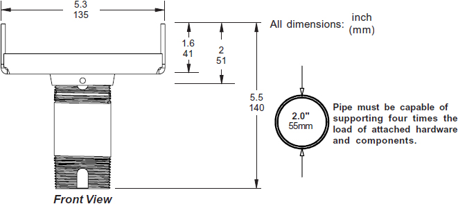 Technical drawing for 
Peerless ACC600 Multi-Display Interface Bracket