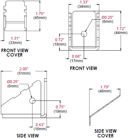 Technical drawing for 
Peerless ACC952 Above Display SUF Security Lock Accessory