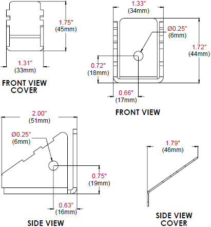 Technical drawing for
Peerless ACC952 Above Display SUF Security Lock Accessory