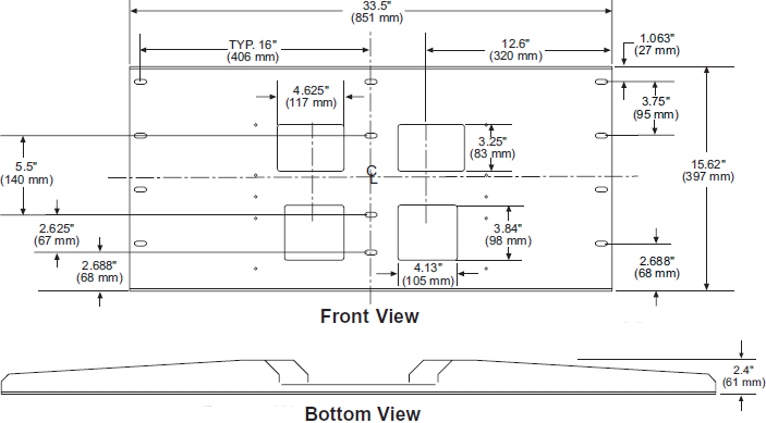 Technical drawing for 
                 Peerless WSP716 Triple Metal Stud Wall Plate