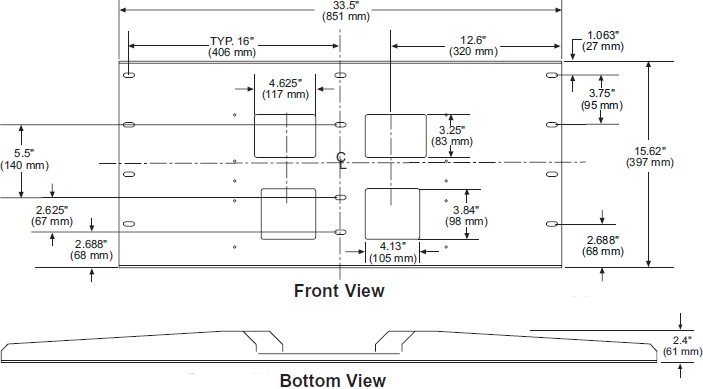 Technical drawing for
Peerless WSP716 Triple Metal Stud Wall Plate