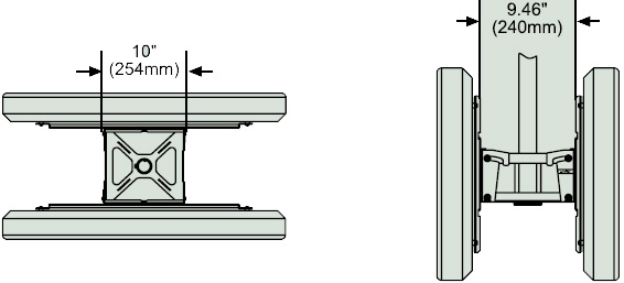 Dimensional Diagram for Peerless PLB1 Flat Panel Dual Screen Mounts