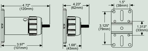 Dimensional Diagram for Peerless PM 732 Speaker Mount for Wall or Ceiling