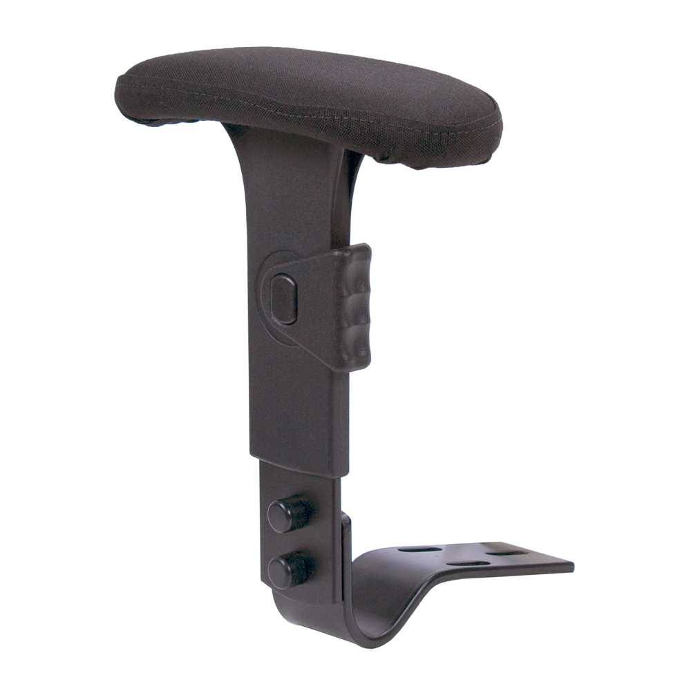 JRBN - Tall Arm - Height range (9.25" - 11.75") - Fixed width. Height Adjustable T-arms with fold back feature and trigger-style height control with ballistic nylon upholstered arm pads