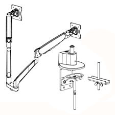 Detachable Two Piece C-Clamp Design for Panel Mounted Desks (supports up to 48 lbs) - CONF-1SDA-BSE-TPCCG-S