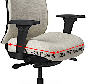 Full Seat - Seat Width 20.75", Seat Depth adjusts from 18" to 21.1" - TYF