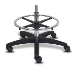 TLPKG - Knobless, Turn-Lock Footring Stool with 10" Chrome Cylinder and 26" Black Nylon Base Carpet Casters