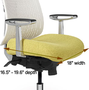 Petite Seat - Seat Width 18", Seat Depth adjusts from 16.5" to 19.6" - TYP