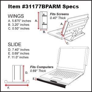 31177 BP A - VESA Arm Mounting. Laptop Security Stand screws onto a VESA 75 arm