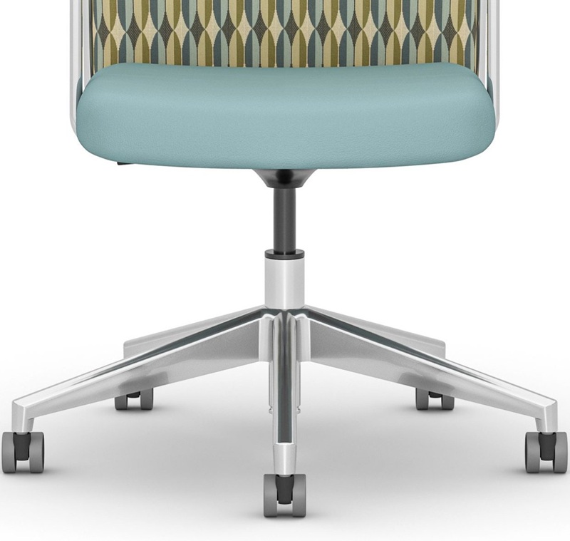 STDP - (Polished) Standard Seat Height Package (Seat Height: 17" - 22"). Cylinder: 5" chrome (5CM), Base: 28" polished aluminum (28PXT), Casters: 55mm black two-tone multi-surface soft caster (55QMSB)