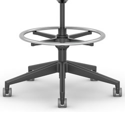 STL-B - (Black) Standard Height Package with Adjustable Footring (Seat Height: 22" - 30"). Cylinder: 8" black (8BAT), Base: 28" black nylon (28NXT), Casters: 55mm black two-tone multi-surface soft caster (55MSB)
