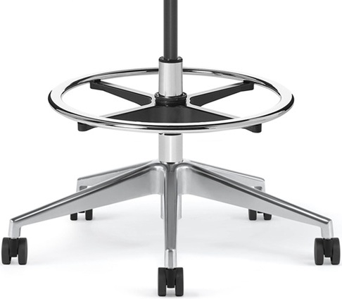 8TLP - (Polished) Standard Height Package with Turnlock Footring (Seat Height: 22" - 30"). Cylinder: 8" chrome heavy duty (8CHD), Footring: 20" chrome (20TL), Base: 28" polished aluminum (28PXT), Casters: 55mm Quiet Stem black two-tone multi-surface (55QMSB)