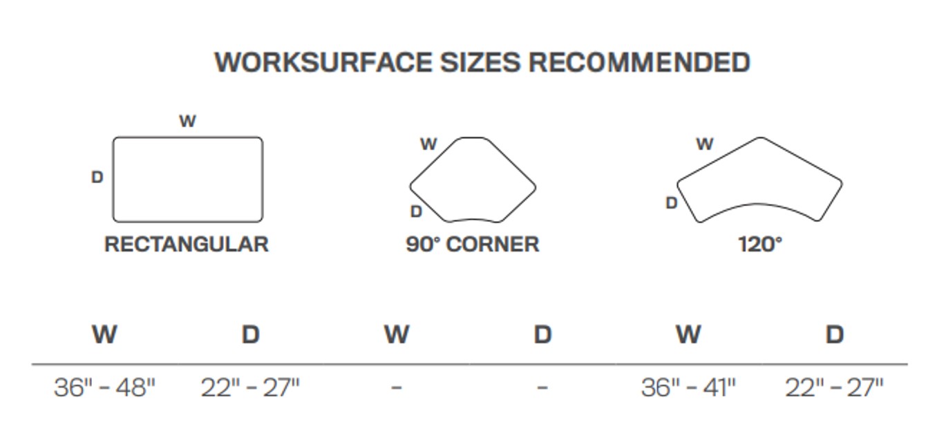For 36" to 48" width desktop sizes (22" - 27" Depth Range) - A-MM
