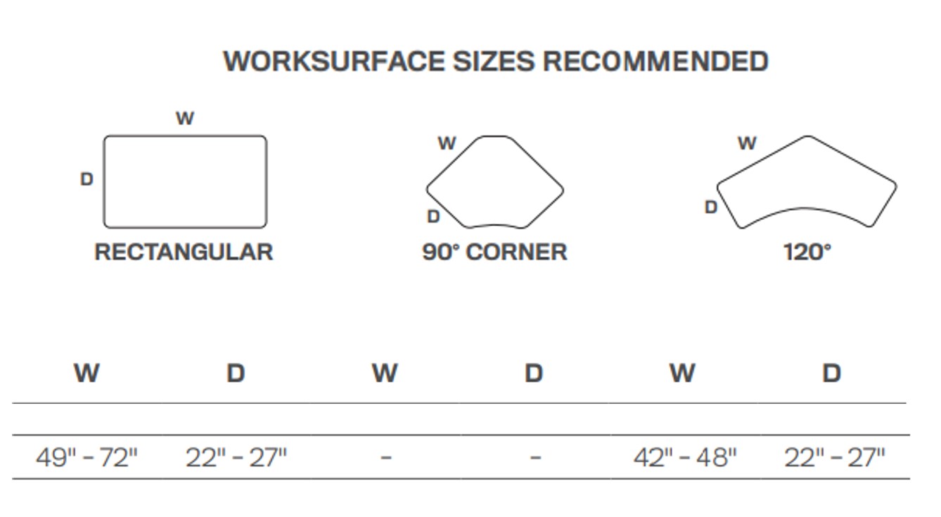 For 49" to 72" width desktop sizes ( 22" - 27" Depth Range) - B-MM