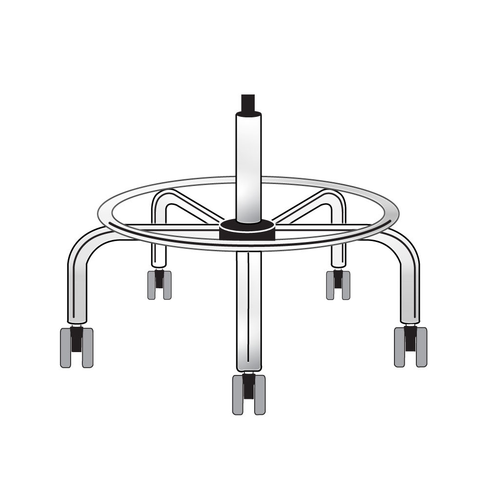 8GSPC - 8'' Chrome (8CHD) Cylinder + Fixed 21'' Footring (21GSPC) Base + (65MS) Casters
