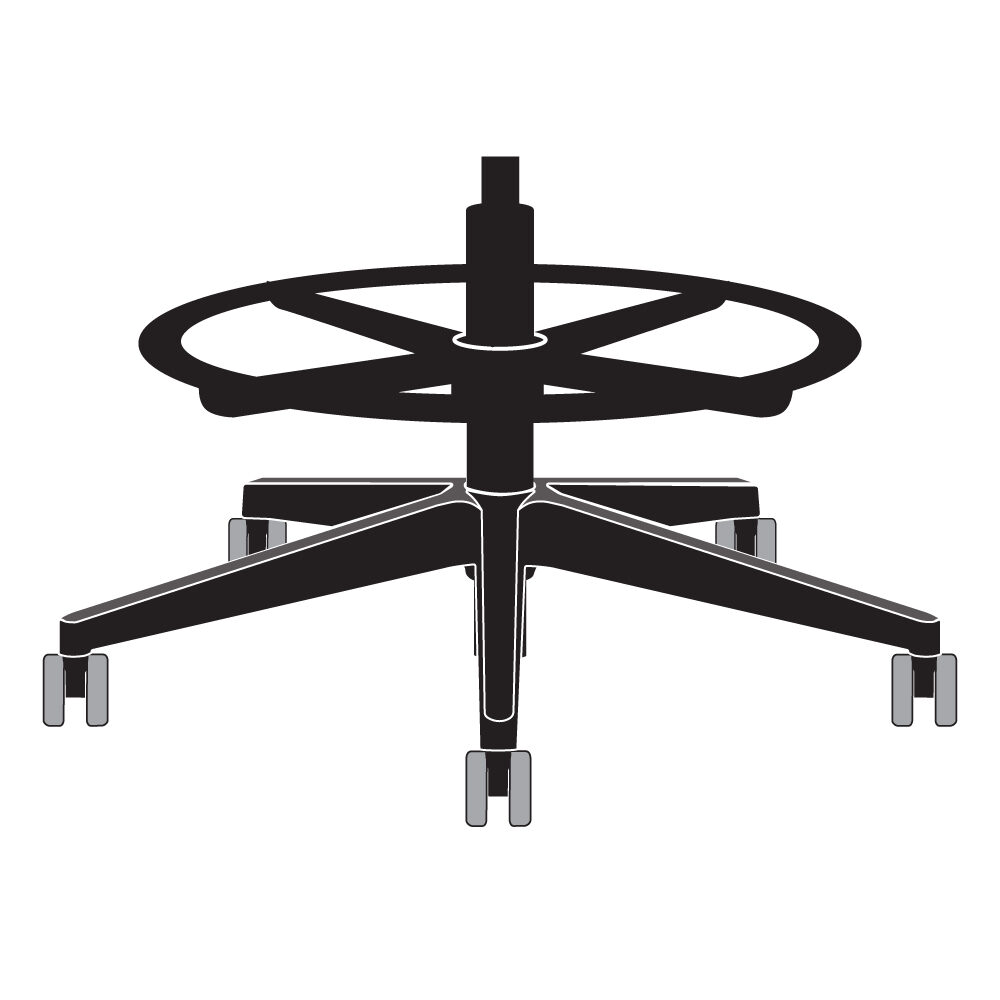 8TLB - 8'' Black (8BAT) Cylinder + 28" Base (28NCE) + 20" Footring (20TLB) + Casters (55MSB)