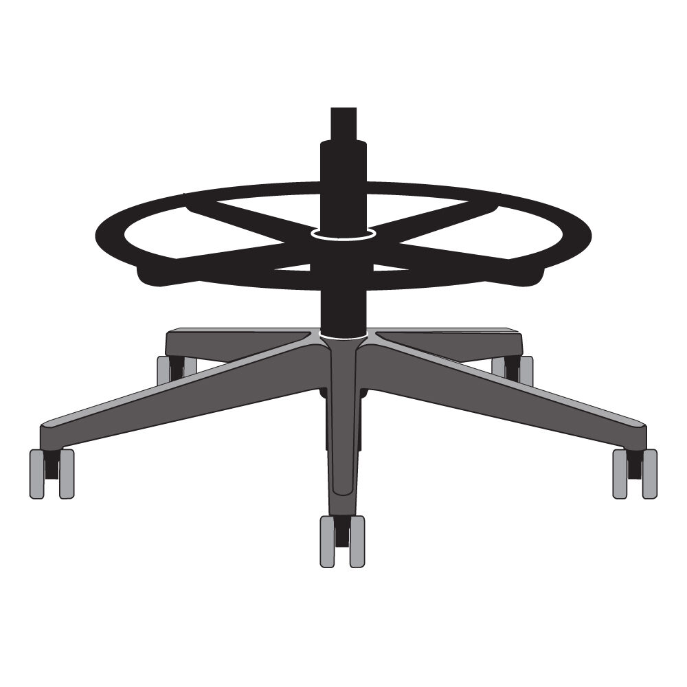 8TLGR - 8'' Black (8BAT) Cylinder + 28" Base (28GRCE) + 20" Footring (20TLB) + Casters (55MSB)