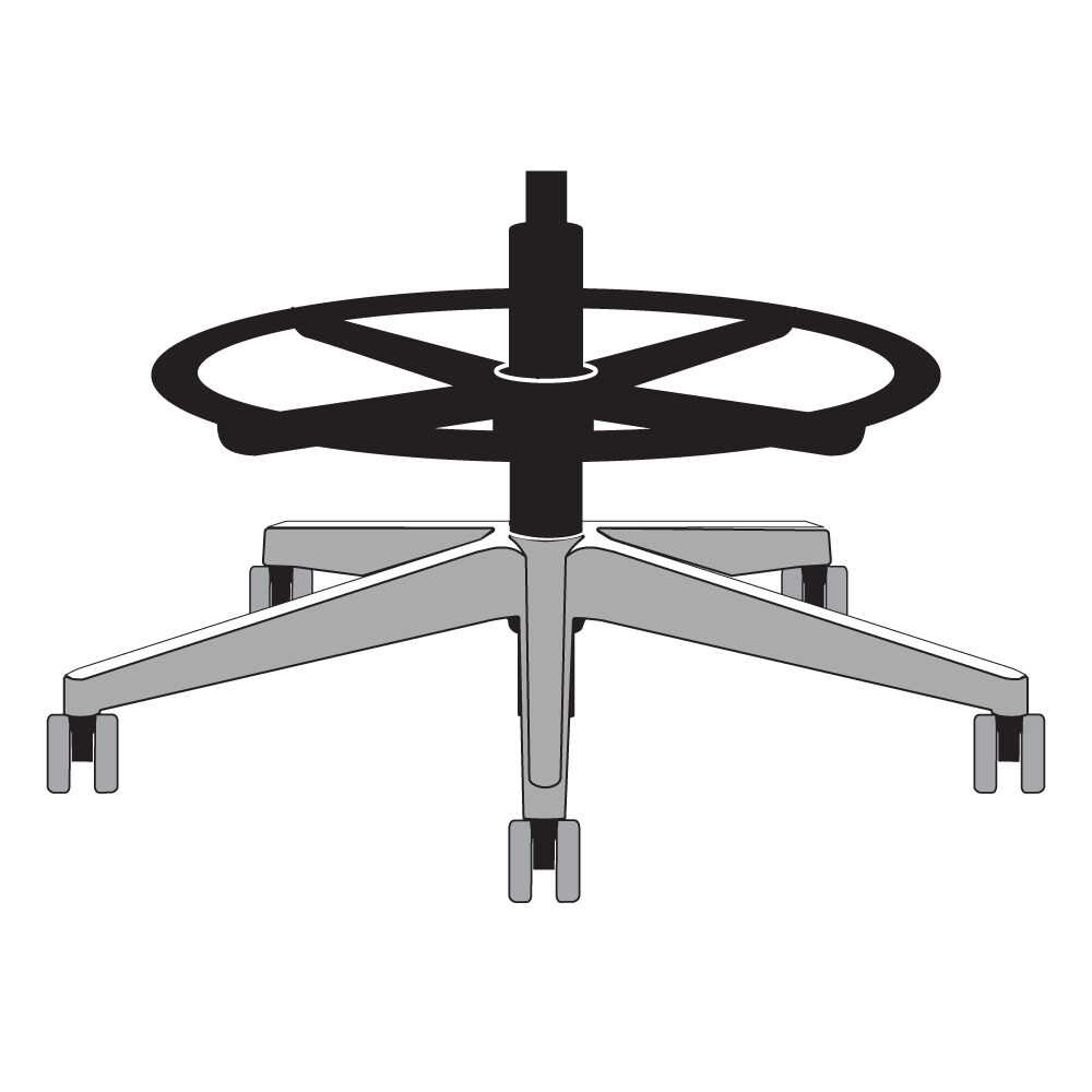 8TLCG - 8'' Black (8BAT) Cylinder + 28" Base (28CGCE) + 20" Footring (20TLB) + Casters (55MSB)