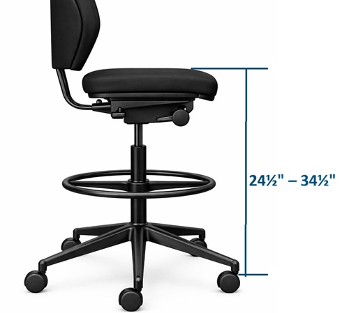 Tall-Height Stool with Heavy Duty Standring Height Adjustable 26" Footring and 30" Base - HT BSB30 SR26