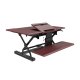 Loctek 36" wide Sit-Stand Desktop Riser with Keyboard Tray in mahogany color