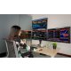 Ergotech Quad 1x3 Monitor Desk Stand in application