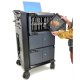 In used image of Ergotron 24-239-085 Tablet or iPad Management Cart with Individual Status Indicators (ISI), Three Modules, 48 Tablet capacity (Black)