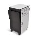 38" wood multimedia workstation with pullout drop leaf shelves and black white locking cabinet