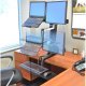 LCD and keyboard adjust 18" (46 cm) in tandem, LCD and laptop adjust 5" (13 cm) independently, maximum LCD/laptop height adjustment = 23" (58 cm).