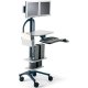 Easily create an all-in one mobile computer cart that carries a complete set-up on a compact footprint. This Zido Pole Cart is configured as a complete mobile patient-treatment cart. This set-up shown with: 1. Flat Panel Monitor Mount Dual, 2. Handle - Pole Cart, 3. Side Bin, 4. 169BK Style D Zido Keyboard and Mouse Caddy, 5. Equipment Shelf - Medium, 6. Equipment Shelf - Small (sold separately)