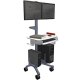 Zido's steady base supports multiple computers and multiple monitors. The two CPU SideRacks (Mini on left, Standard on right) support multiple computers on the cart's strong, steady base within cart's compact footprint. This configuration shown with: 1. CPU SideRack, Mini, 2. CPU SideRack, Standard, 3. Mouse Holder, 4. Keyboard Drawer, 5. Side Bin, 6. Handle, 8", 7. Flat Panel Monitor Mount, Dual (sold separately)