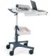 Use the Adjustable-height Zido as a presentation cart in conference rooms and classrooms. This cart holds a laptop, too, on the retracting Keyboard Drawer. Squeeze the paddle to adjust the cart height (30"-40"). This configuration shown with: 1. Hooks, 2. Metal Bin, 3. Handle, 4. Keyboard Drawer (sold separately)