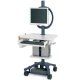 Configured as a medical EMR cart, this 25" wide Adjustable-height Zido is an all-in-one computer station and equipment cart. The retractable Keyboard Drawer keeps the main work surface clear and the height adjustment (30”-40” high) lets everyone work comfortably, sitting or standing. This configuration shown with: 1. Base Storage Shelf,  2. Equipment Shelf (Small), 3. Mouse Holder, 4. Keyboard Drawer, 5. Side Bin, 6. Extension Tube, 7. Single Monitor Mount, 8. Handle - Pole Cart (sold separately