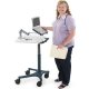 Added an ergonomic laptop arm to 25” wide Adjustable-height Zido EMR cart. The arm clears space on cart’s worksurface and provides extra security for laptop. This unit shown with: 1. Handle, 2. Ergonomic Laptop Arm (sold separately)