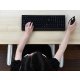 When the character keys are centered in front of you in a proper typing position, you have to stretch out your arm to reach the mouse.