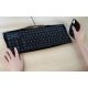 The left side navigation and numeric keys may be operated with your left hand to reduce reaching for them while using a right-hand mouse.